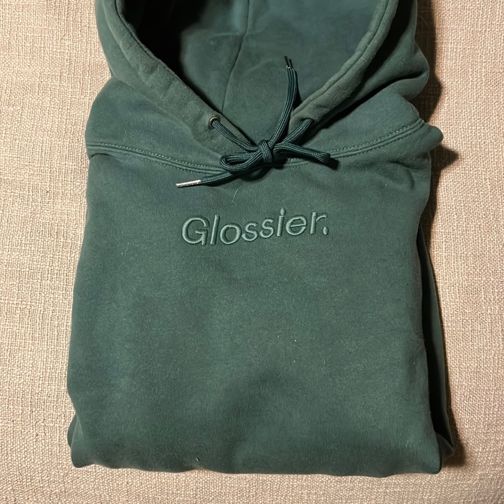 Glossier Green Hoodie, Green Glossier Hoodie, Embroidered, Medium - Limited Run